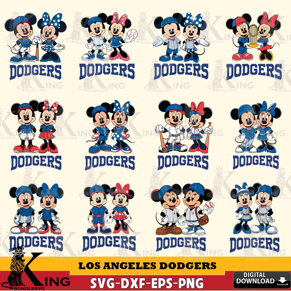 Los Angeles Dodgers Mickey Minnie MLB Bundle SVG DXF EPS PNG PDF, MLB for Cricut, Silhouette, Digital Download , file cut