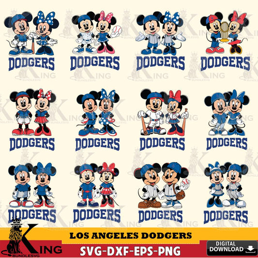 Los Angeles Dodgers Mickey Minnie MLB Bundle SVG DXF EPS PNG PDF, MLB for Cricut, Silhouette, Digital Download , file cut