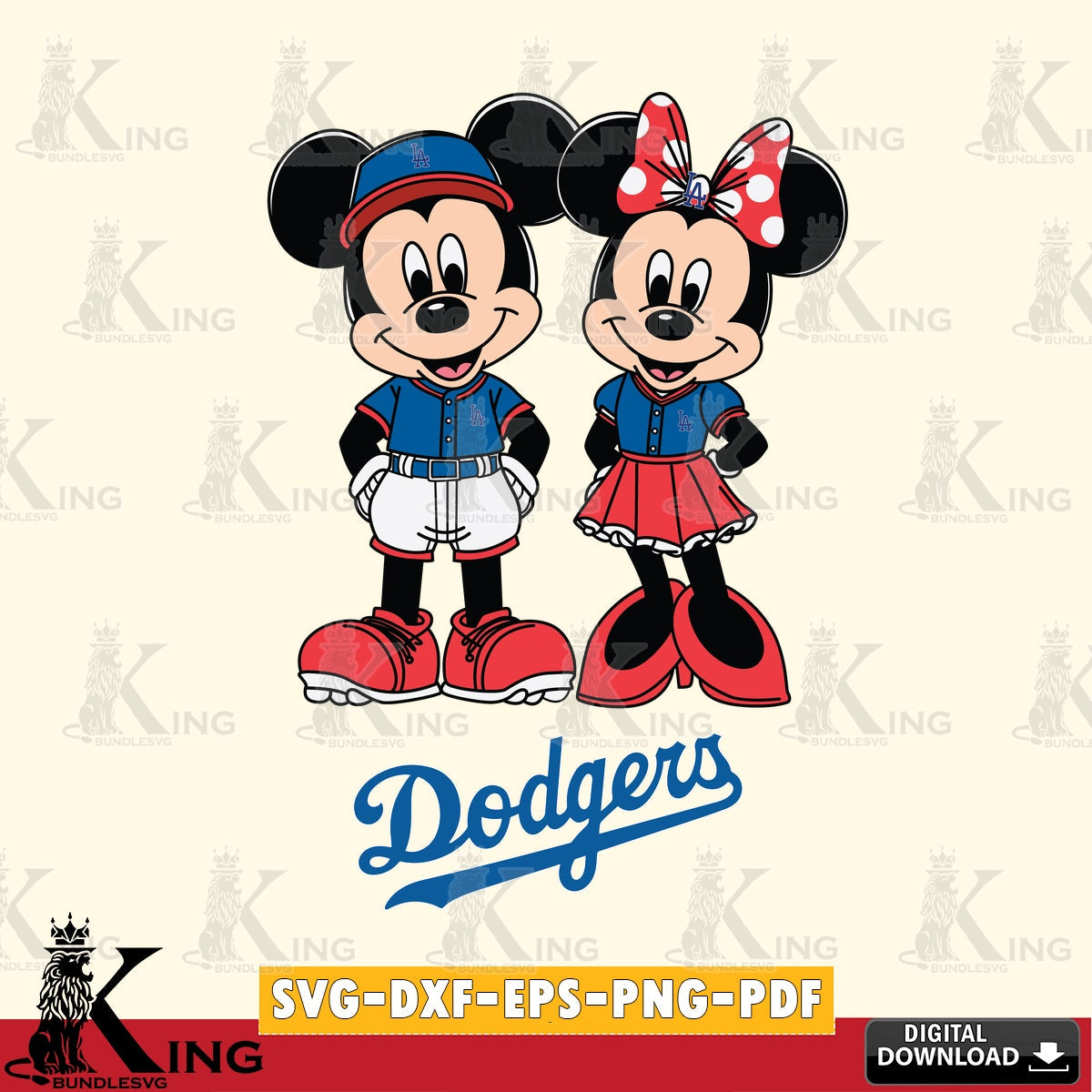 Los Angeles Dodgers Mickey Minnie Mouse Baseball SVG file , For Cricut,  File cut , Digital Download , PDF File, Cut Files
