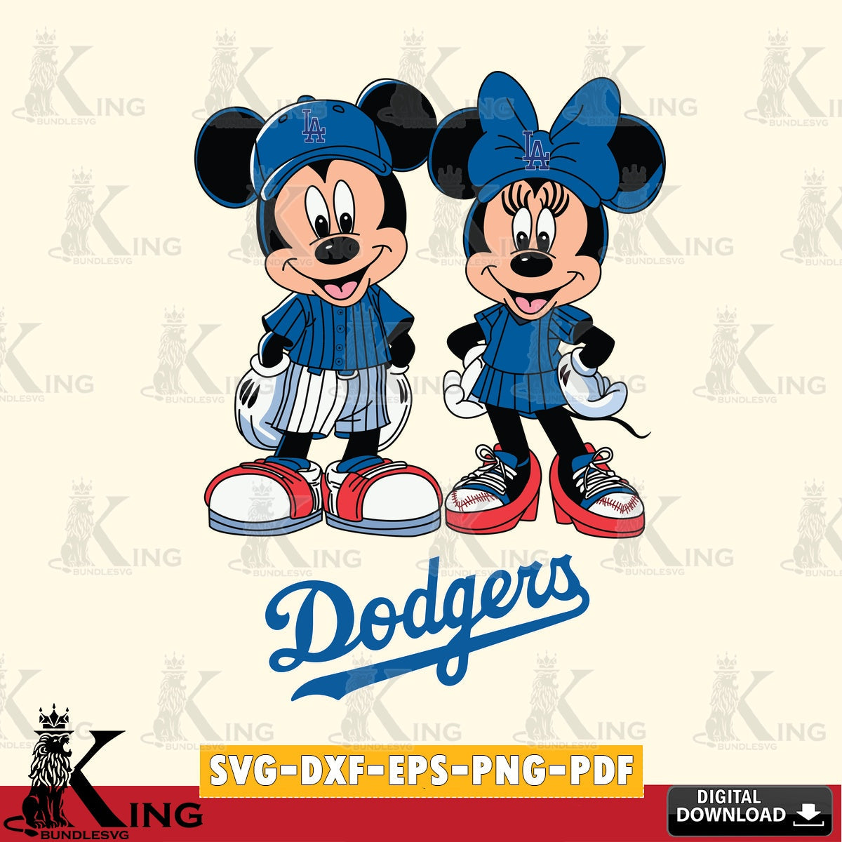 Los Angeles Dodgers Mickey Minnie Mouse Fan SVG file , For Cricut,  File cut , Digital Download , PDF File, Cut Files