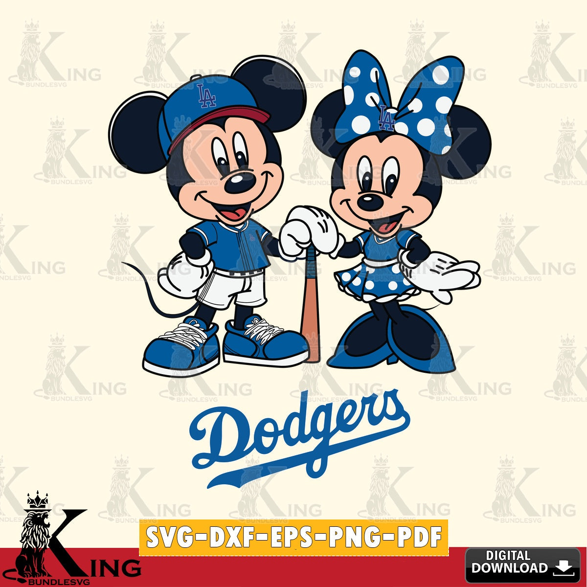 Los Angeles Dodgers Mickey Minnie Mouse Sport SVG file , For Cricut,  File cut , Digital Download , PDF File, Cut Files