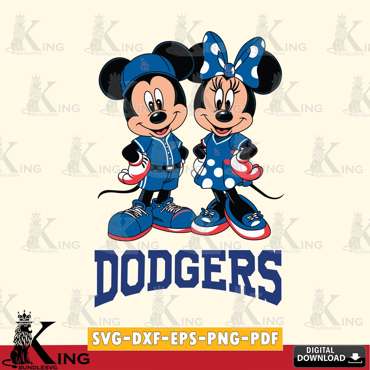 Los Angeles Dodgers Mickey Minnie Mouse couple sport SVG File, MLB for Cricut, Silhouette, Digital Download , file cut