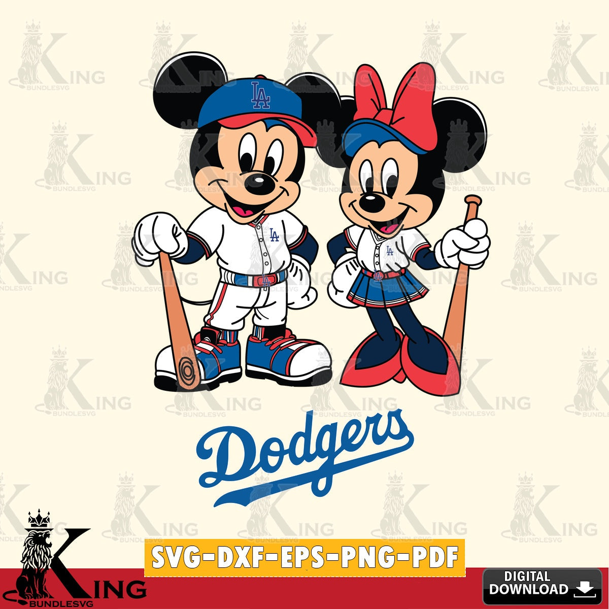 Los Angeles Dodgers Mickey Minnie Mouse player SVG file , For Cricut,  File cut , Digital Download , PDF File, Cut Files