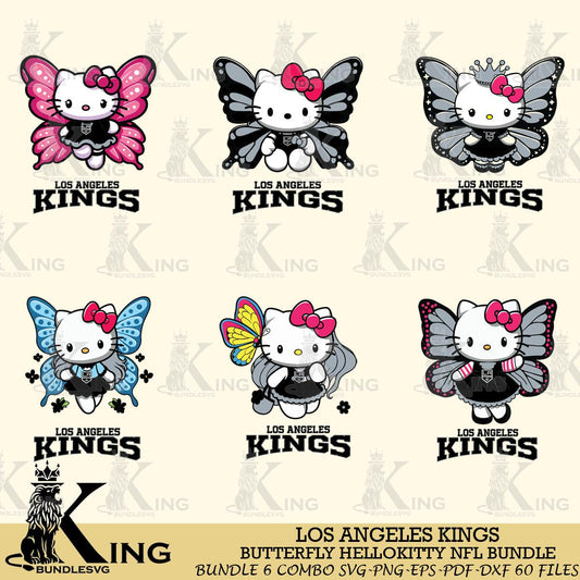 Los Angeles Kings Butterfly Hello Kitty bundleSvg Eps Dxf Png File, Digital Download