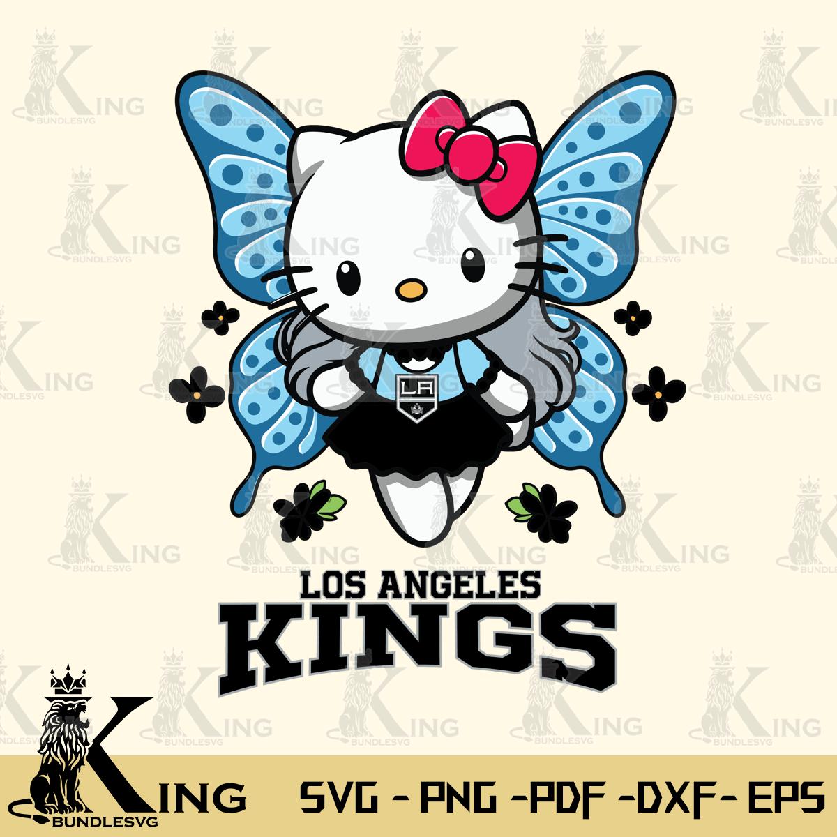 Los Angeles Kings Butterfly Kitty Charm Svg Eps Dxf Png File, Digital Download