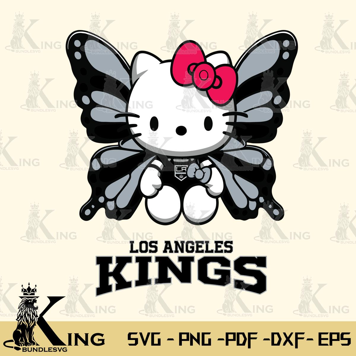 Los Angeles Kings Butterfly Kitty Delight Svg Eps Dxf Png File, Digital Download