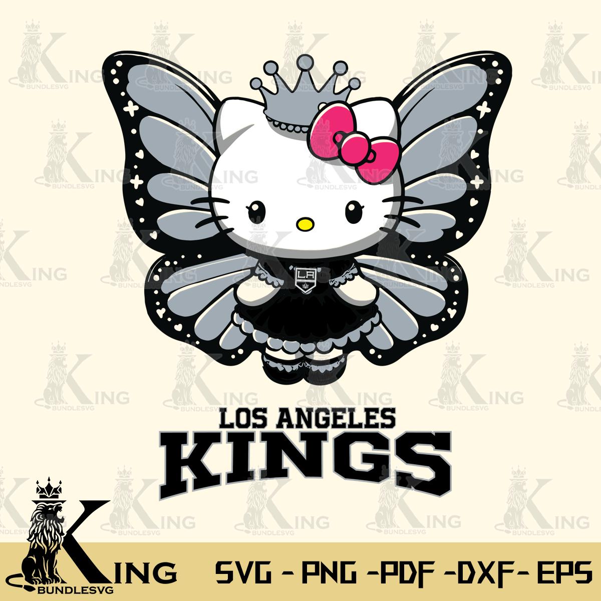 Los Angeles Kings Kitty Wings & Flowers Svg Eps Dxf Png File, Digital Download