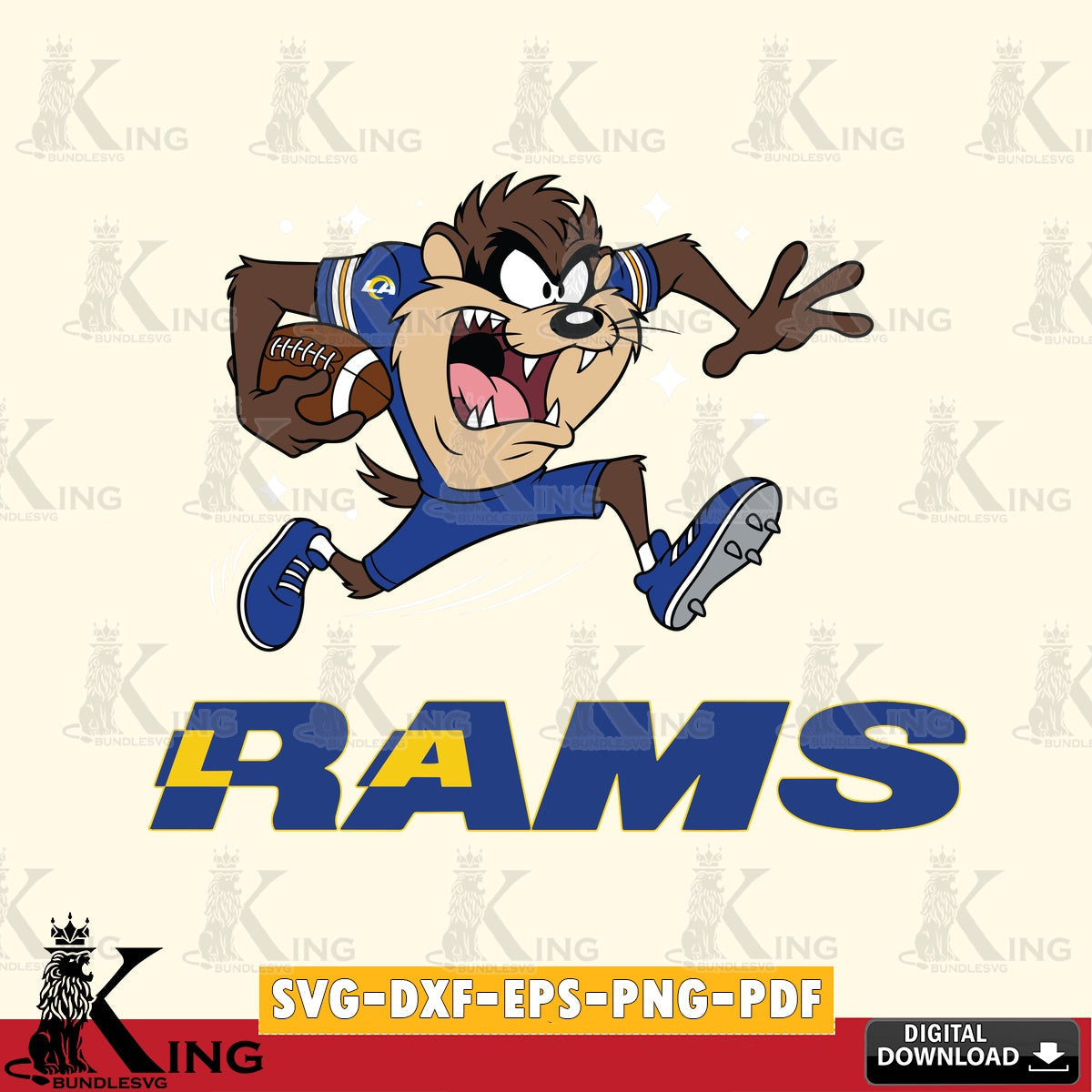 Los Angeles Rams Angry Taz Football Cut file  , Digital Download , Instant Download, Looney Tunes svg, Football svg