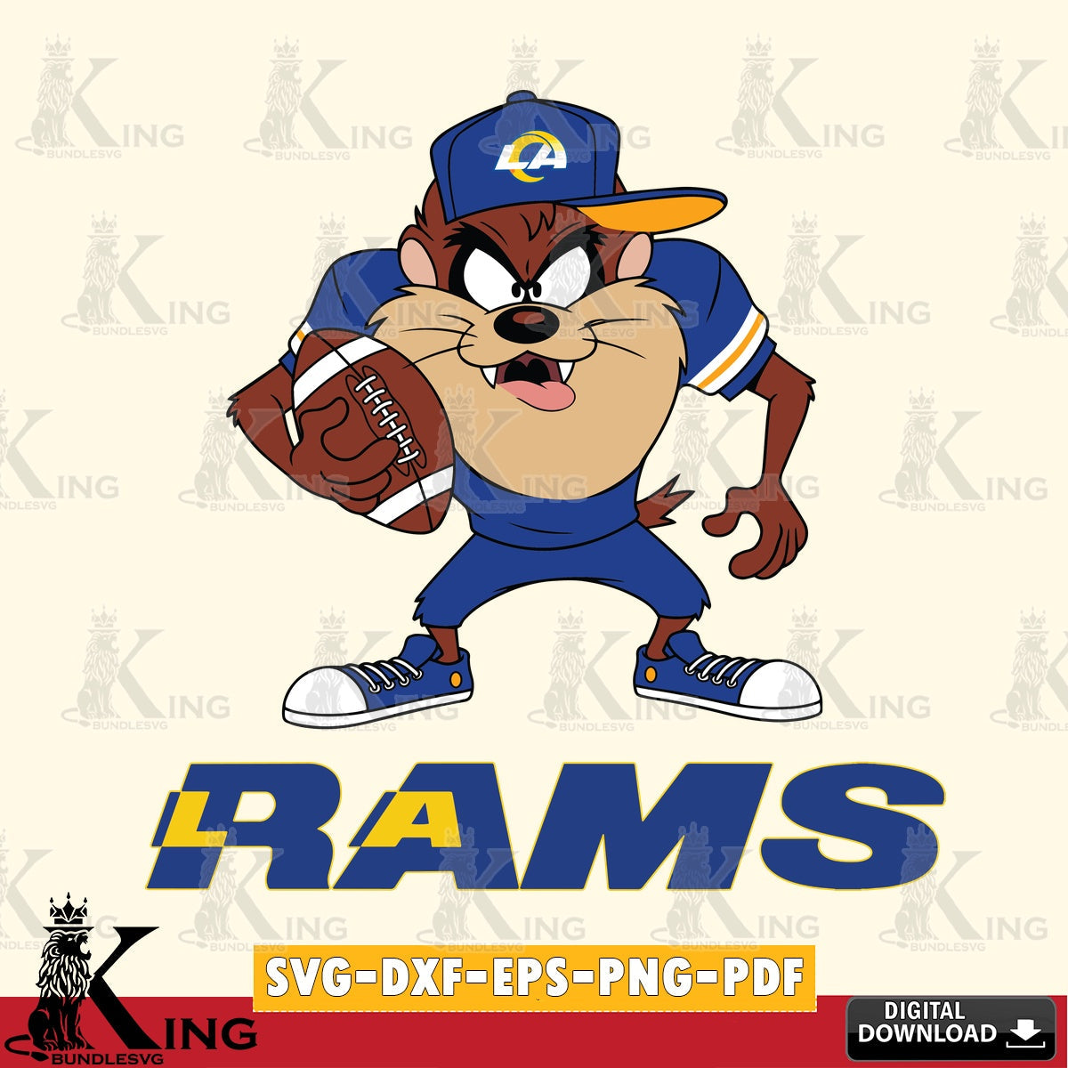 Los Angeles Rams Đồng phục bóng đá Taz Cut file  , Digital Download , Instant Download, Looney Tunes svg, Football svg