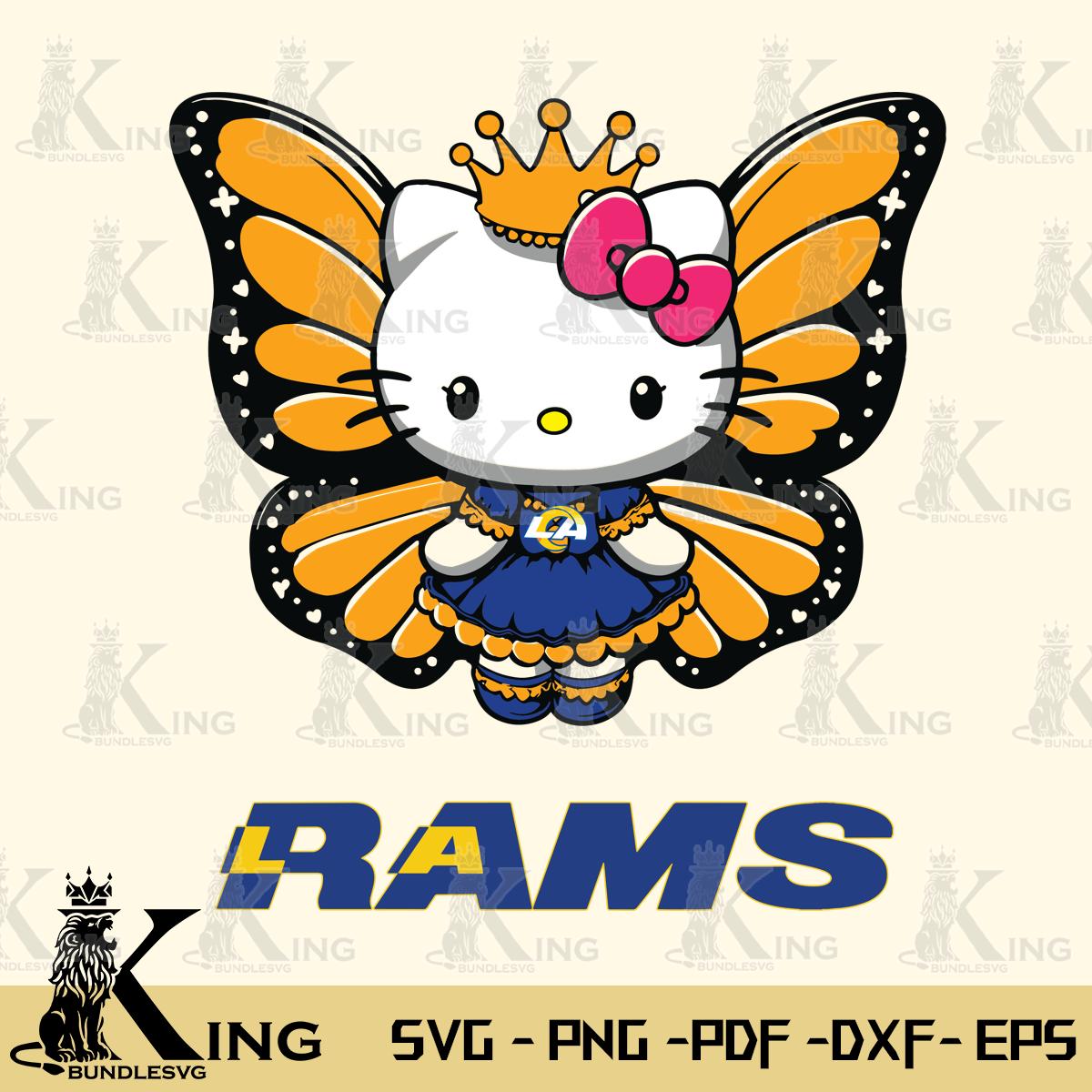 Los Angeles Rams Kitty Wings & Flowers Svg Eps Dxf Png File, Digital Download