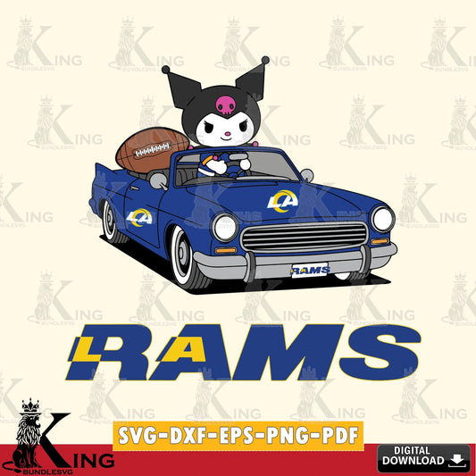 Los Angeles Rams Kuromi Car Football Game SVG file, Cricut, Cut file  , Digital Download , Instant Download, Sanrio svg, Clipart