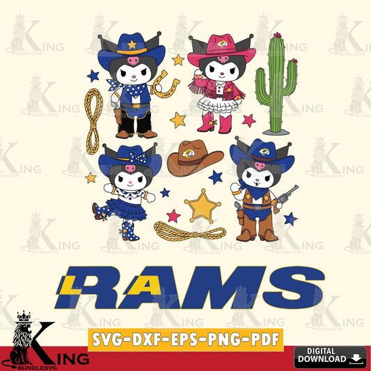 Los Angeles Rams Kuromi Cowboy Western SVG file, Cricut, Cut file  , Digital Download , Instant Download, Sanrio svg, Clipart