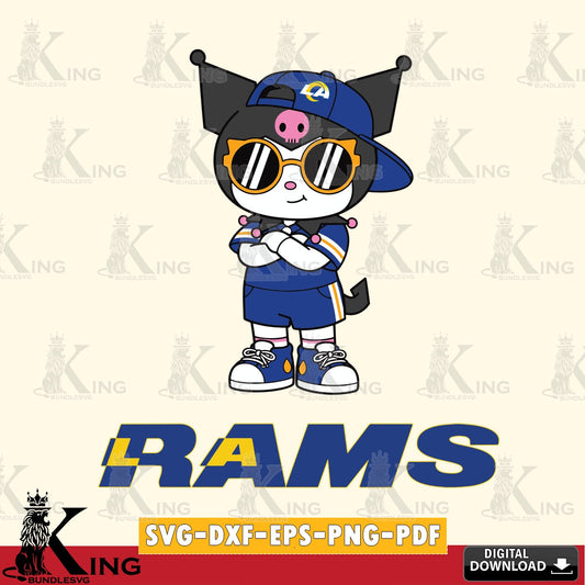 Los Angeles Rams Kuromi Football Jersey SVG file, Cricut, Cut file  , Digital Download , Instant Download, Sanrio svg, Clipart