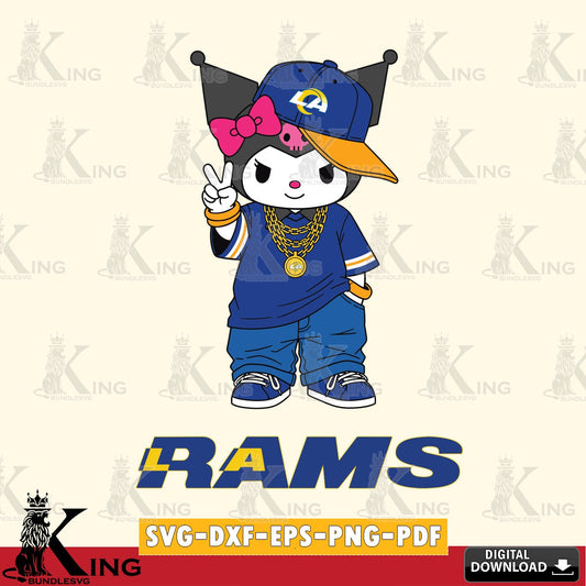 Los Angeles Rams Kuromi Streetwear Style SVG file, Cricut, Cut file  , Digital Download , Instant Download, Sanrio svg, Clipart