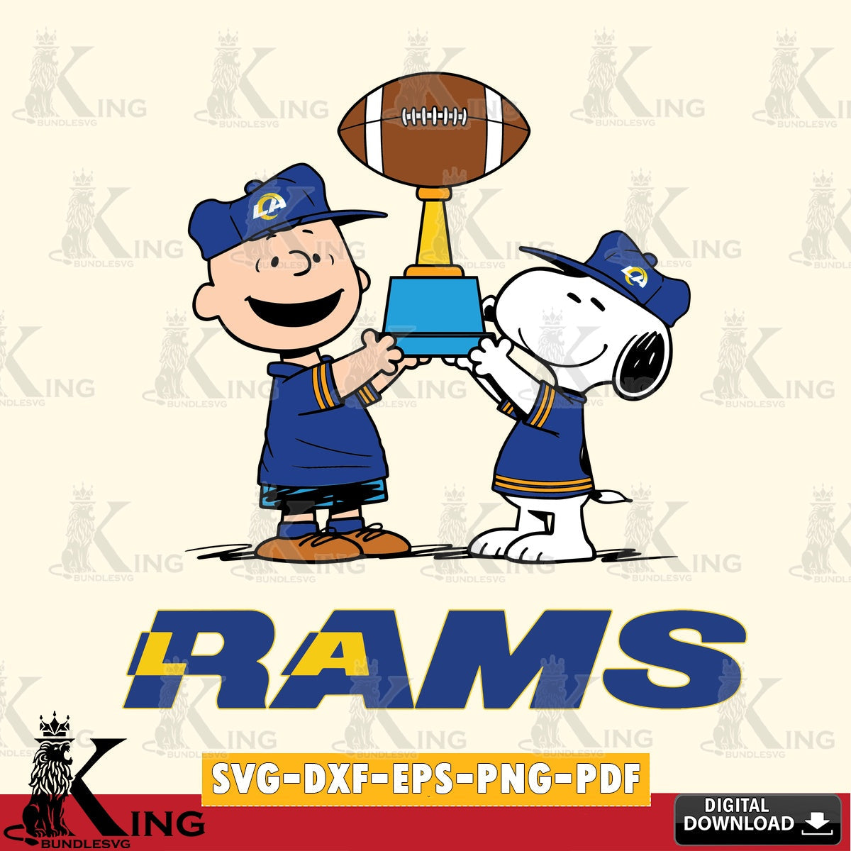 Los Angeles Rams Peanuts Football Trophy Cricut file , Cut file  , Digital Download , PDF File , Instant Download