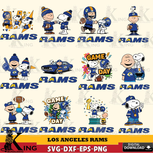 Los Angeles Rams Peanuts Play Football NFL Bundle Cricut file , Cut file  , Digital Download , PDF File , Instant Download