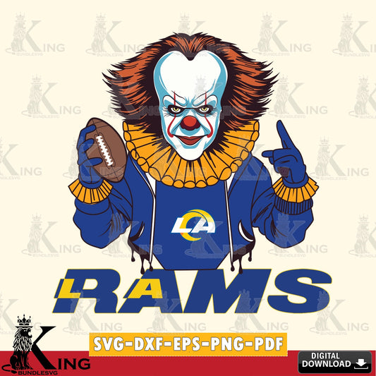 Vector design showing Los Angeles Rams Pennywise player football, vector illustration for POD merchandise and apparel
