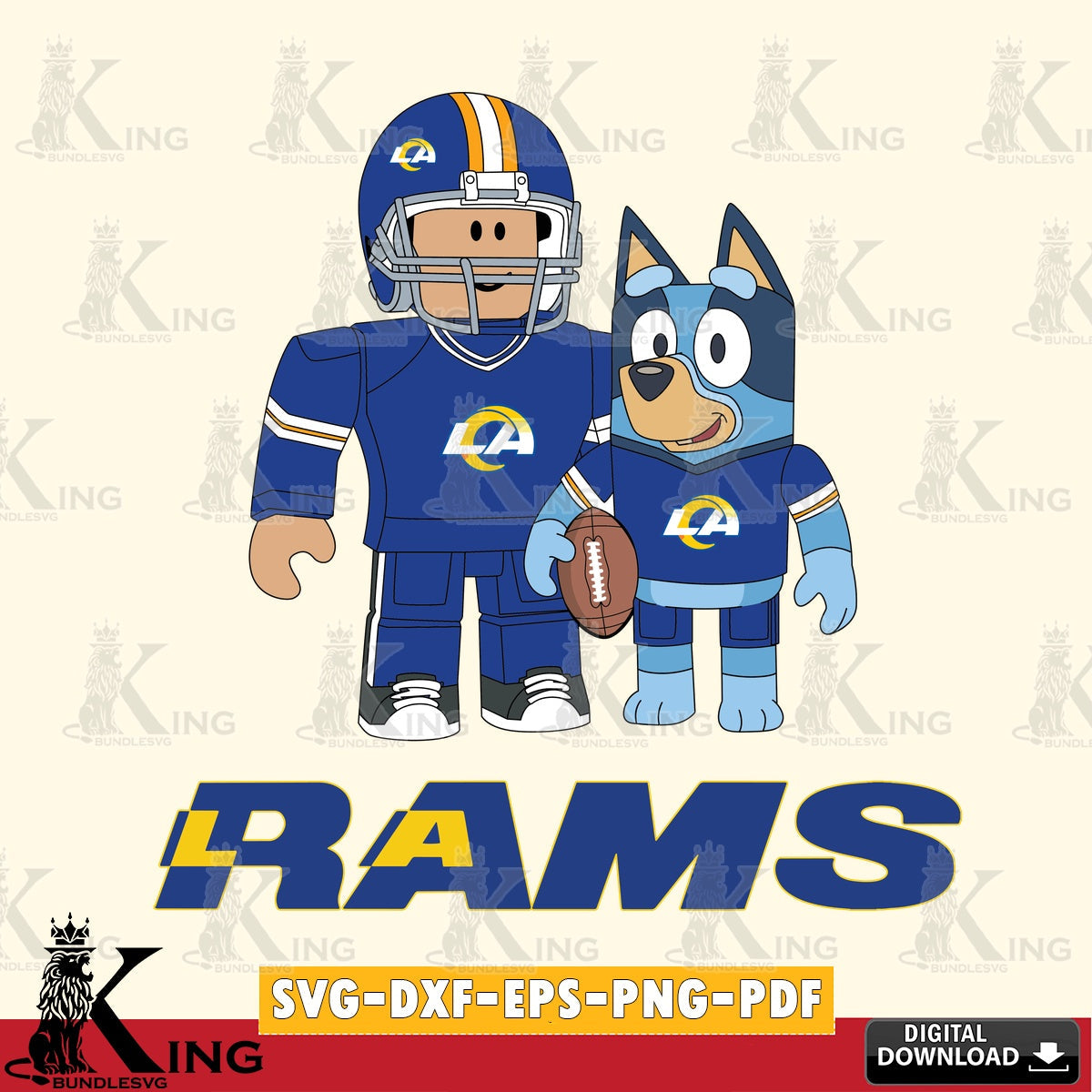 Los Angeles Rams Roblox & Bluey Football SVG file , Cricut, NFL  File cut , Digital Download , PDF File