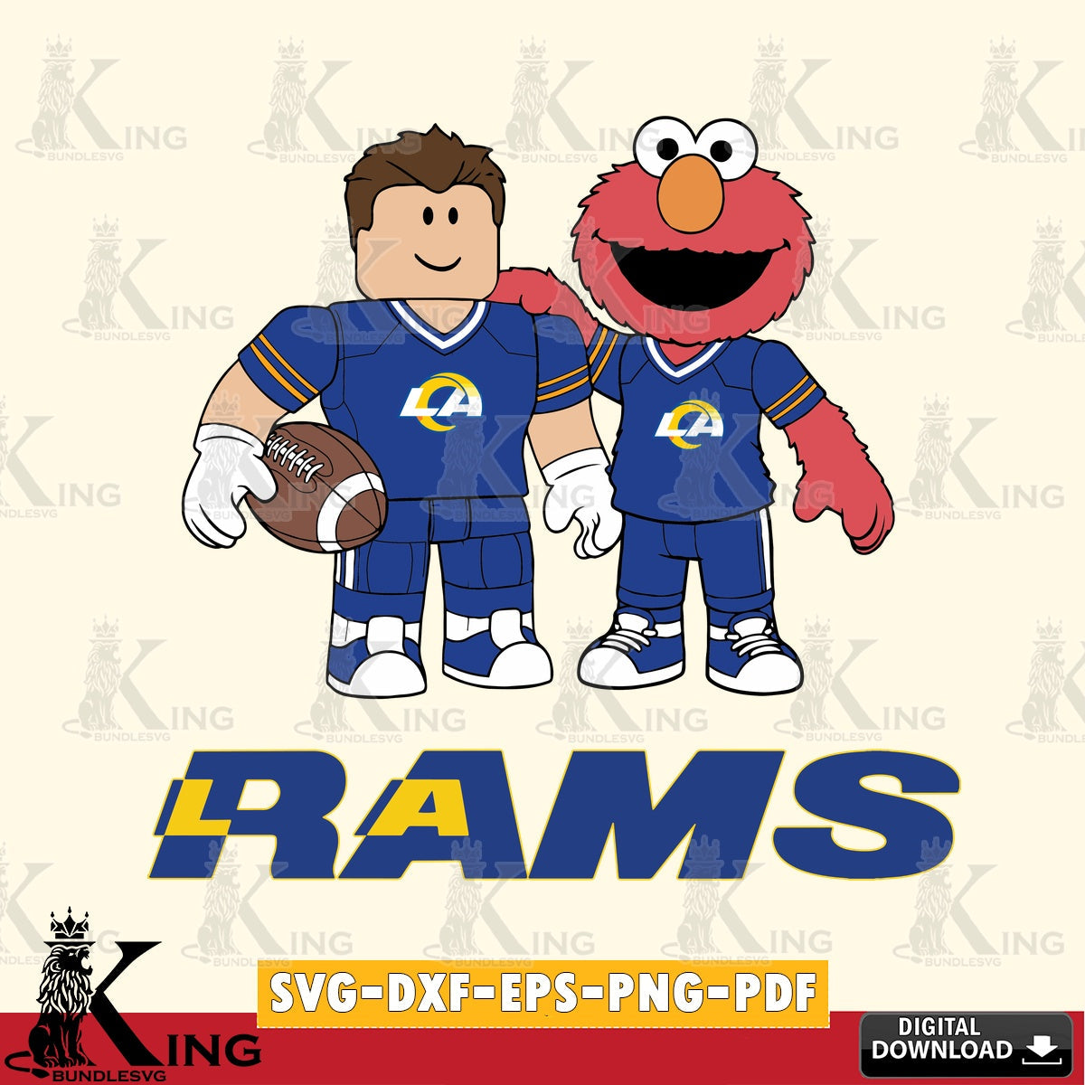 Los Angeles Rams Roblox & Elmo Football SVG file , Cricut, NFL  File cut , Digital Download , PDF File