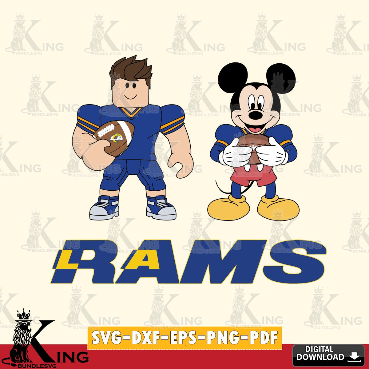 Los Angeles Rams Roblox & Mickey Football SVG file , Cricut, NFL  File cut , Digital Download , PDF File