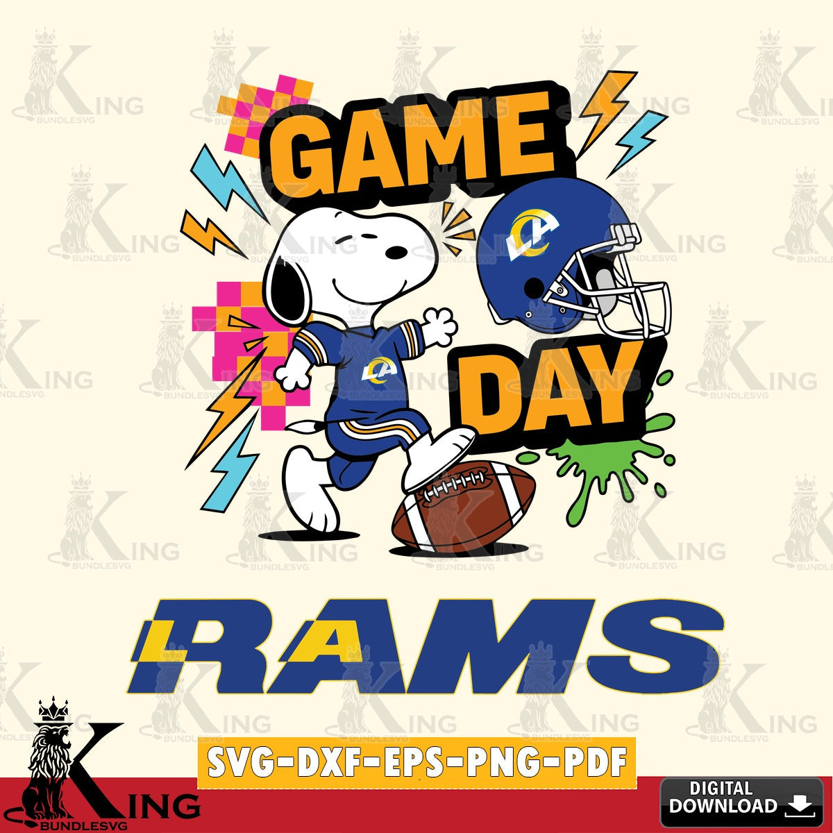 Los Angeles Rams Snoopy Game day Cricut file , Cut file  , Digital Download , PDF File , Instant Download