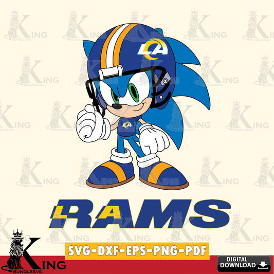 Digital download featuring Los Angeles Rams Sonic Football Mascot, high-quality vector for DIY scrapbooking and home decor