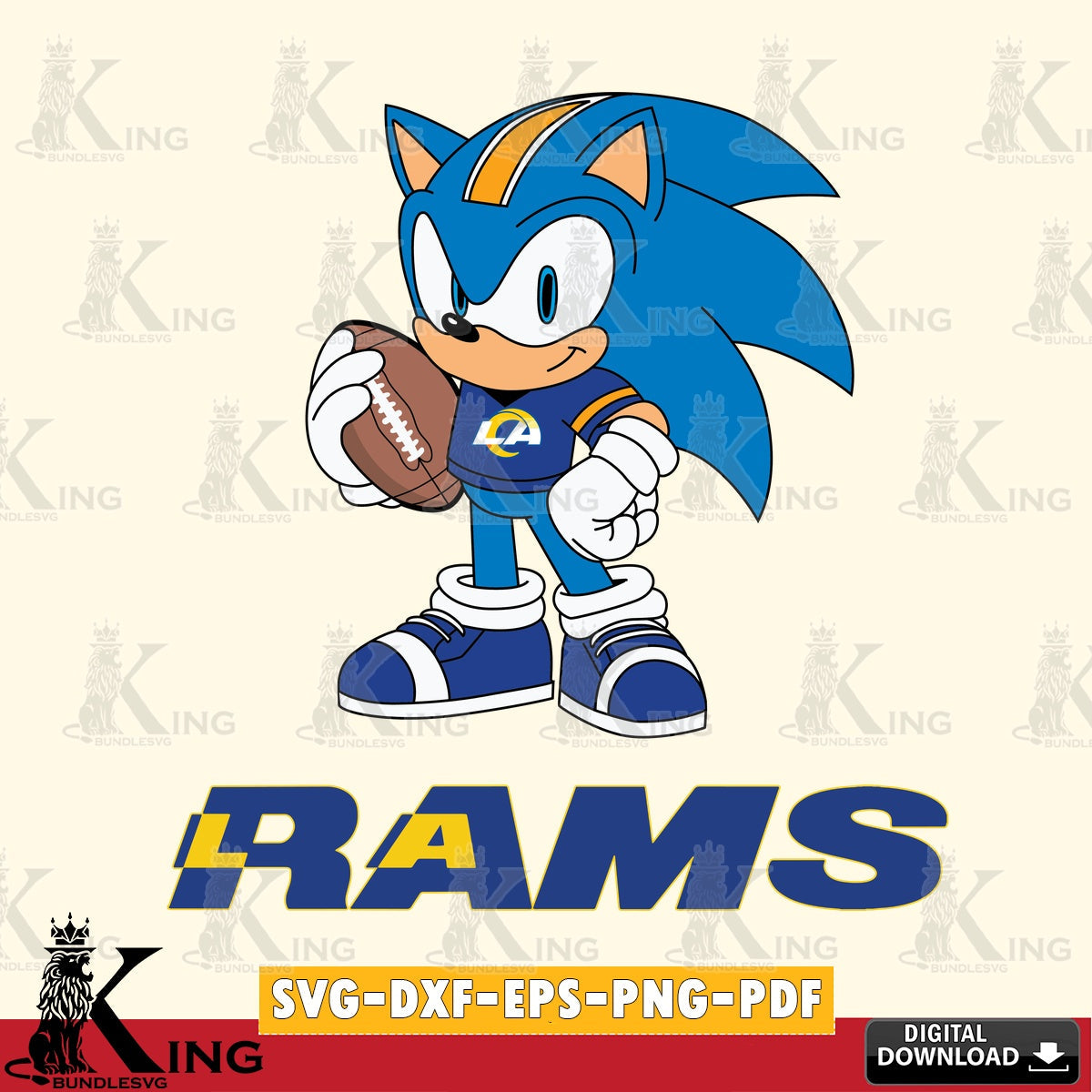 Los Angeles Rams Sonic Game Day Ready SVG file, Vector , Digital Download , PDF File , Instant Download