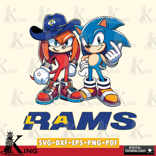 Digital download featuring Los Angeles Rams Sonic & Knuckles football mascot PNG clipart for sublimation printing and graphic