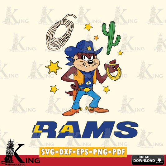 Los Angeles Rams Taz Cowboy Western Cut file  , Digital Download , Instant Download, Looney Tunes svg, Football svg