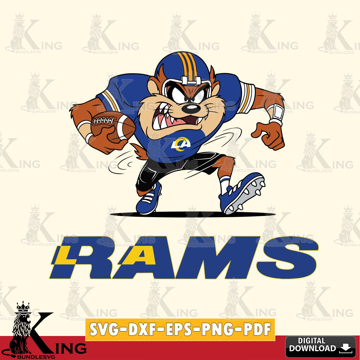 Los Angeles Rams Taz Football Helmet Cut file  , Digital Download , Instant Download, Looney Tunes svg, Football svg