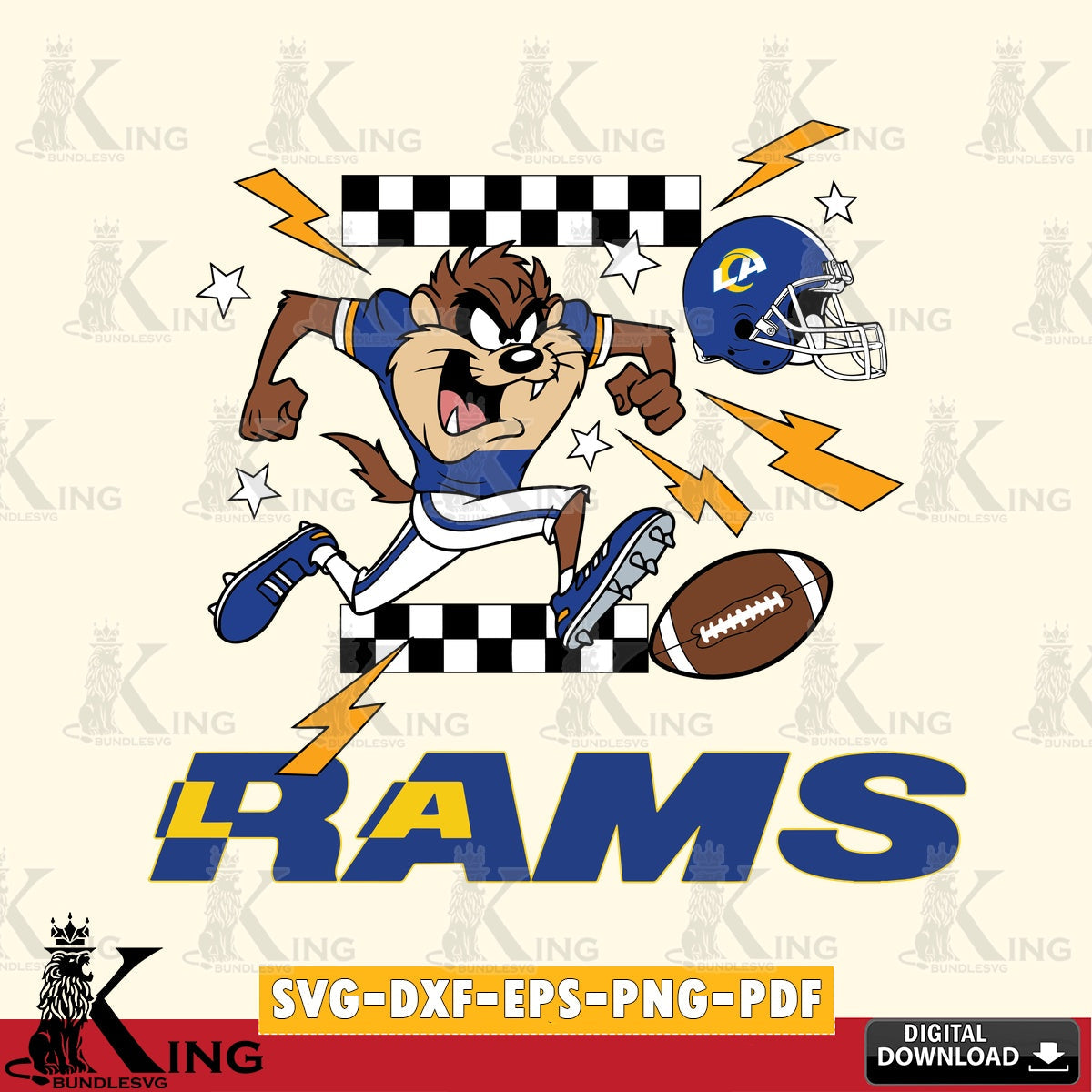 Los Angeles Rams Taz Football Lightning Cut file  , Digital Download , Instant Download, Looney Tunes svg, Football svg