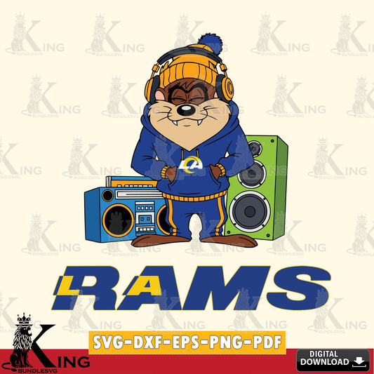 Los Angeles Rams Taz Hip Hop Cut file  , Digital Download , Instant Download, Looney Tunes svg, Football svg
