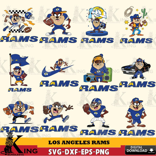 Los Angeles Rams Taz (Looney Tunes) Football NFL Bundle Cut file  , Digital Download , Instant Download, Looney Tunes svg, Football svg