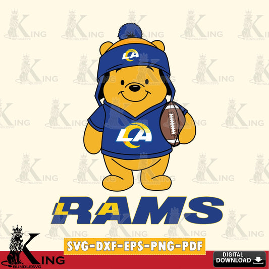 Beautiful illustration of Los Angeles Rams Winnie the Pooh player football, high-quality vector for DIY scrapbooking and home