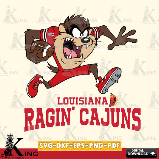 Louisiana Ragin' Cajuns Angry Taz Football SVG file, Cut file  , Digital Download , Instant Download, Taz svg, NCAA svg