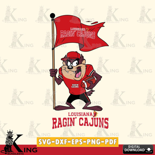 Louisiana Ragin' Cajuns Football Taz Flag Art SVG file, Cut file  , Digital Download , Instant Download, Taz svg, NCAA svg