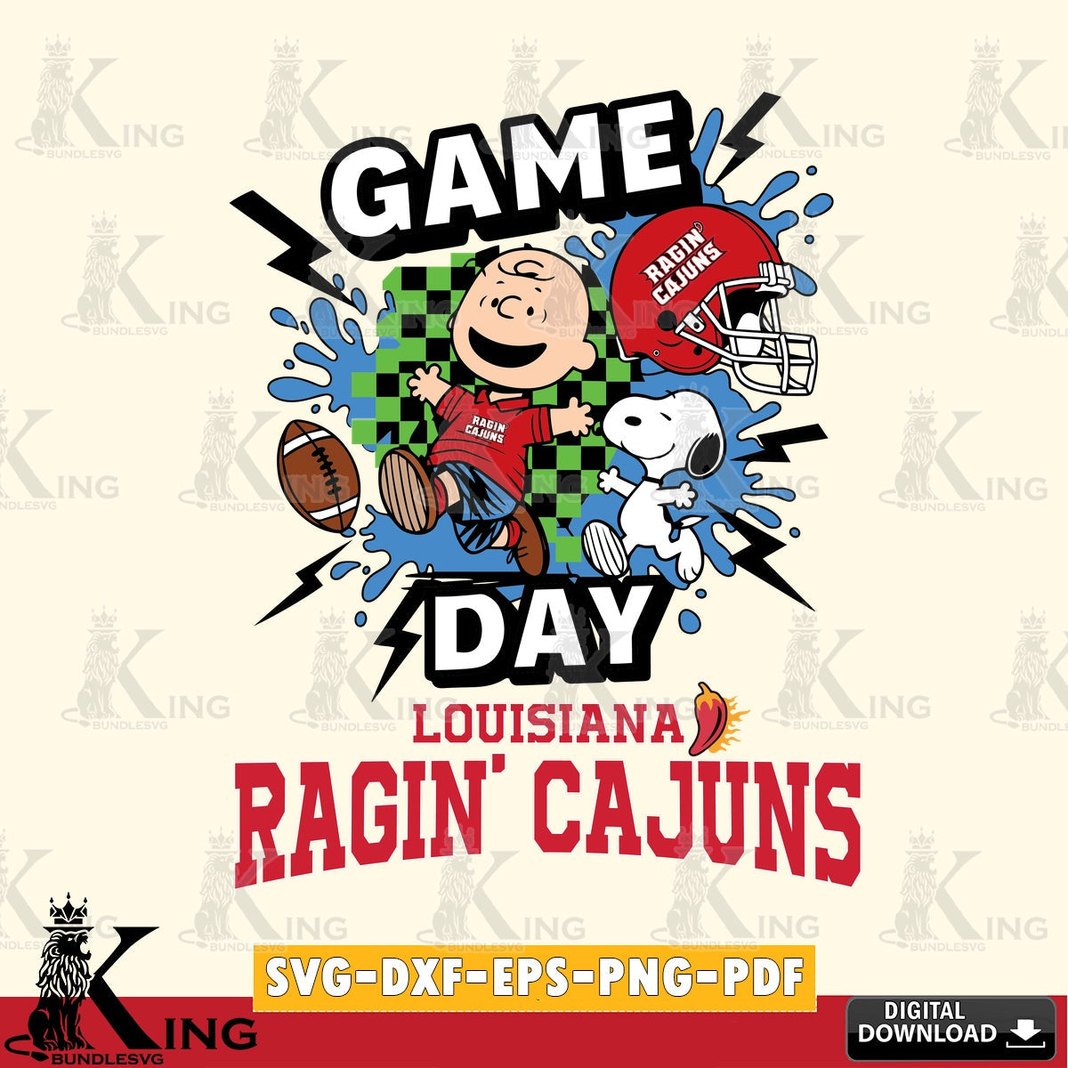 Louisiana Ragin' Cajuns Game Day Peanuts SVG, Cricut, Cut file  , Digital Download , Instant Download, Peanuts svg, NCAA svg, Football svg, Sport svg