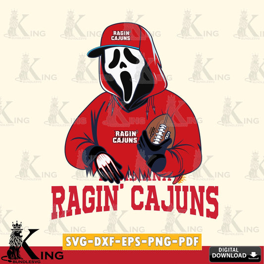 Digital download featuring Louisiana Ragin' Cajuns Ghostface Scream football player, a digital download for Cricut Maker and