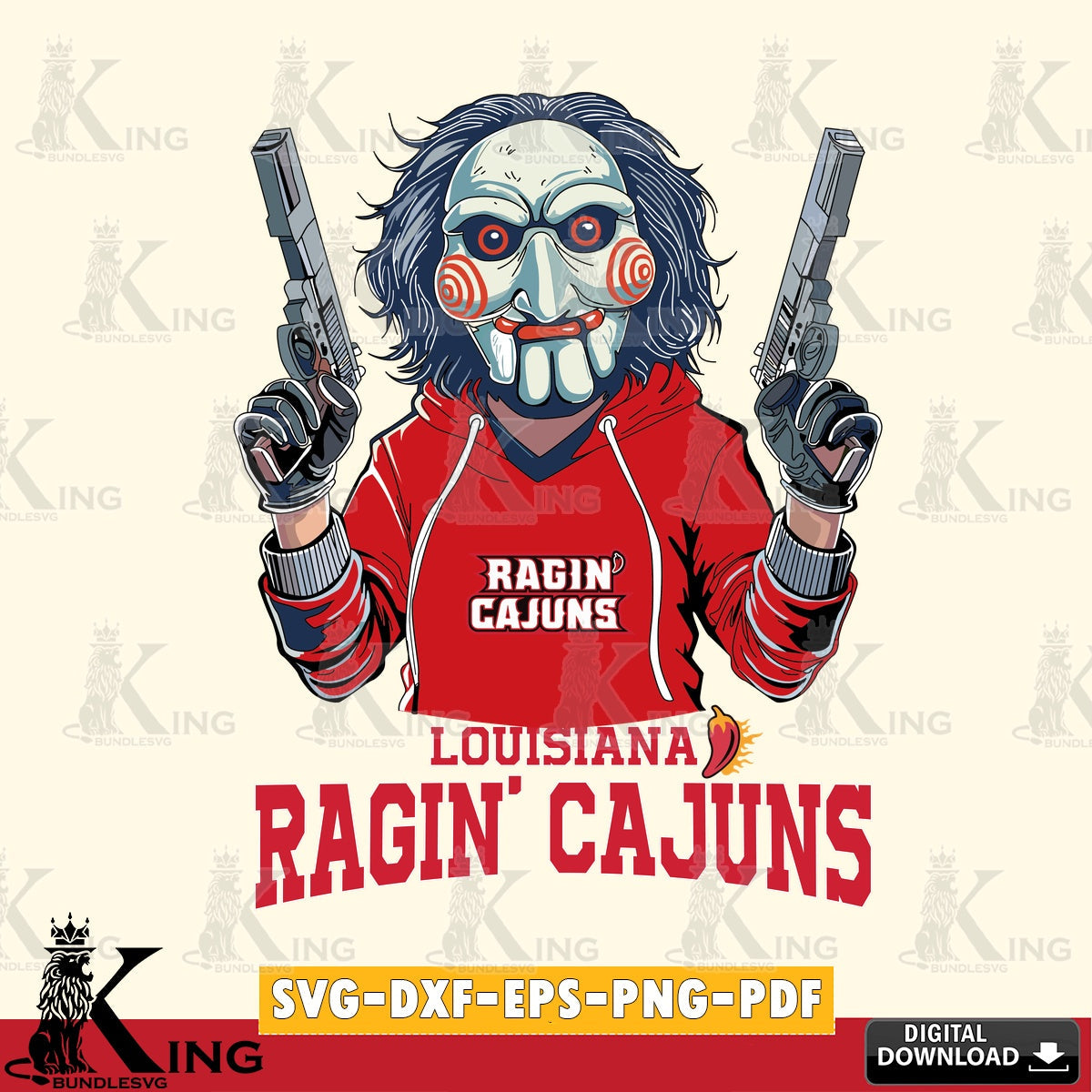 Stylish representation of Louisiana Ragin' Cajuns Jigsaw Billy Football, SVG cut file for personalized gifts and laser projects