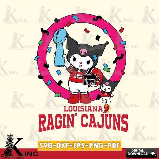 Louisiana Ragin' Cajuns Kuromi Football Champion SVG file, Cricut, Cut file  , Digital Download , Instant Download, Sanrio svg, Clipart