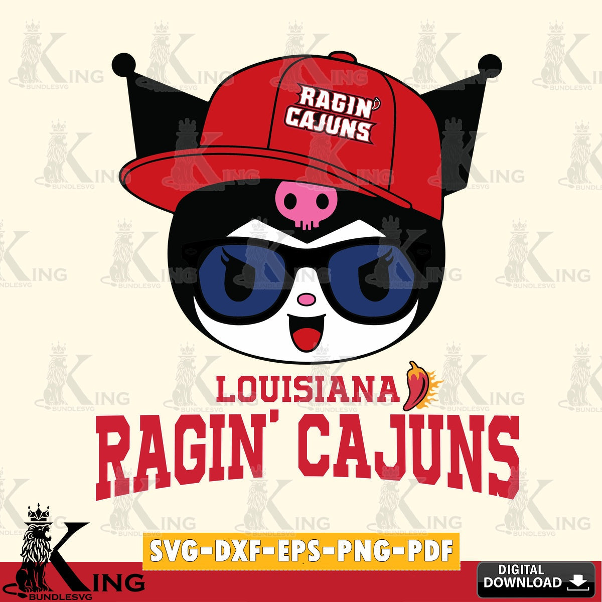 Louisiana Ragin' Cajuns Kuromi Football Cool SVG file, Cricut, Cut file  , Digital Download , Instant Download, Sanrio svg, Clipart
