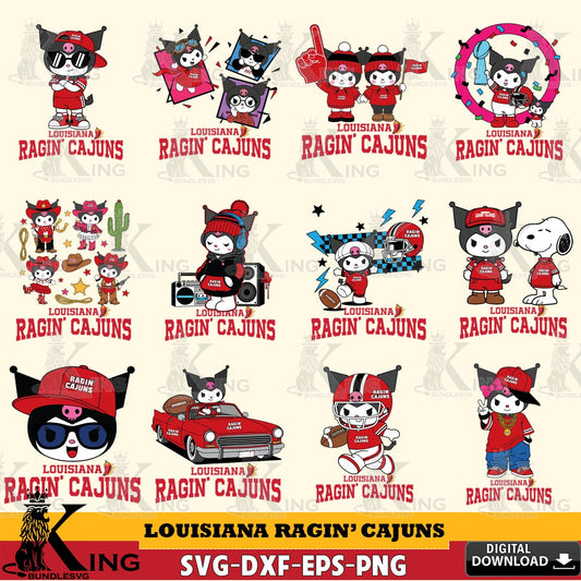 Louisiana Ragin' Cajuns Kuromi Football Jersey NCAA Bundle SVG file, Cricut, Cut file  , Digital Download , Instant Download, Sanrio svg, Clipart
