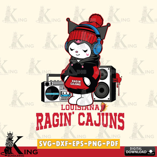 Louisiana Ragin' Cajuns Kuromi Football Music SVG file, Cricut, Cut file  , Digital Download , Instant Download, Sanrio svg, Clipart