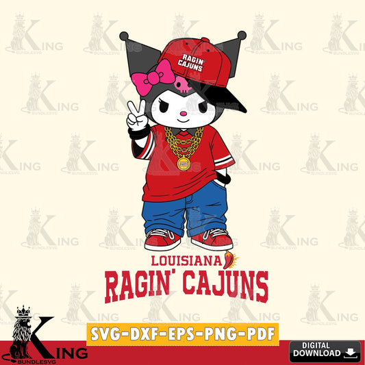 Louisiana Ragin' Cajuns Kuromi Streetwear Style SVG file, Cricut, Cut file  , Digital Download , Instant Download, Sanrio svg, Clipart