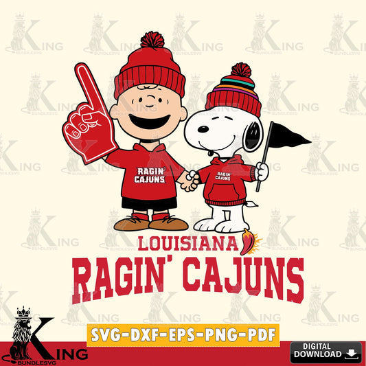 Louisiana Ragin' Cajuns Peanuts Fan Gear SVG, Cricut, Cut file  , Digital Download , Instant Download, Peanuts svg, NCAA svg, Football svg, Sport svg