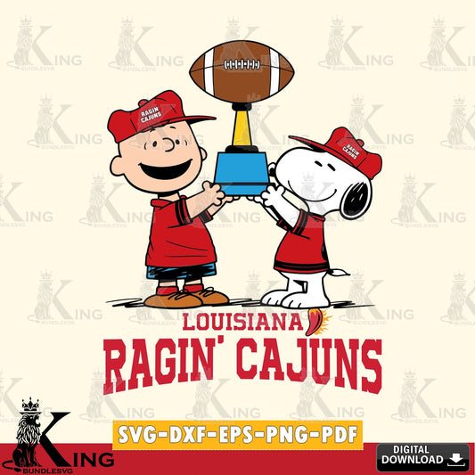 Louisiana Ragin' Cajuns Peanuts Football Trophy SVG, Cricut, Cut file  , Digital Download , Instant Download, Peanuts svg, NCAA svg, Football svg, Sport svg