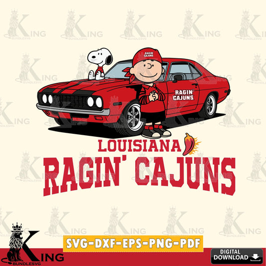 Louisiana Ragin' Cajuns Peanuts Muscle Car SVG, Cricut, Cut file  , Digital Download , Instant Download, Peanuts svg, NCAA svg, Football svg, Sport svg