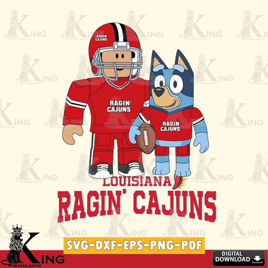 Louisiana Ragin' Cajuns Roblox & Bluey Football SVG file , NCAA Cricut,  File cut , Digital Download , PDF File