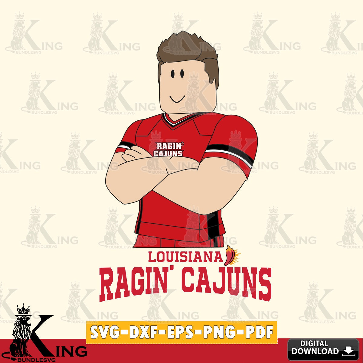 Louisiana Ragin' Cajuns Roblox Football SVG file , NCAA Cricut,  File cut , Digital Download , PDF File