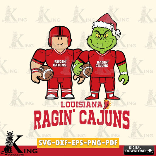 Louisiana Ragin' Cajuns Roblox & Grinch Football SVG file , NCAA Cricut,  File cut , Digital Download , PDF File